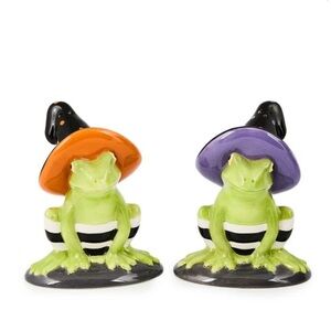 MacKenzie-Childs Fergal Halloween Frog Salt & Pepper Set, NWT